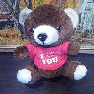 🐻 ❤️ Vtg 70s Plush Stuffed Animal Bear I Love You 💕 Shirt 🔥 💎 Teddy Bear toy